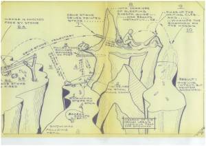 Diagram of Sir Orkney Urrd's ingenious trap for snowman